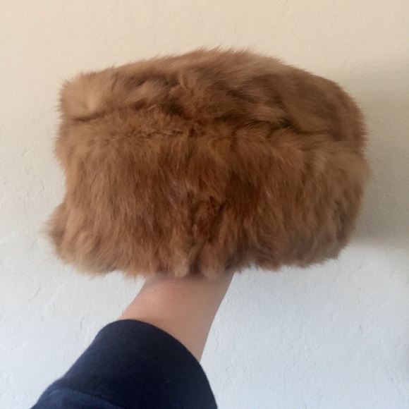 Vintage Caramel Brown Fur Pillbox Hat 50s 60s main image 6